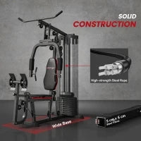 Stazione Fitness Multifunzione con 45 kg di Pesi per Home Gym, 160x108x200 cm, Nero