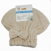 Trade Shop - Cuffia Asciuga Capelli Asciugamano Doccia Morbido Assorbente Fiocco Beige 79627 -