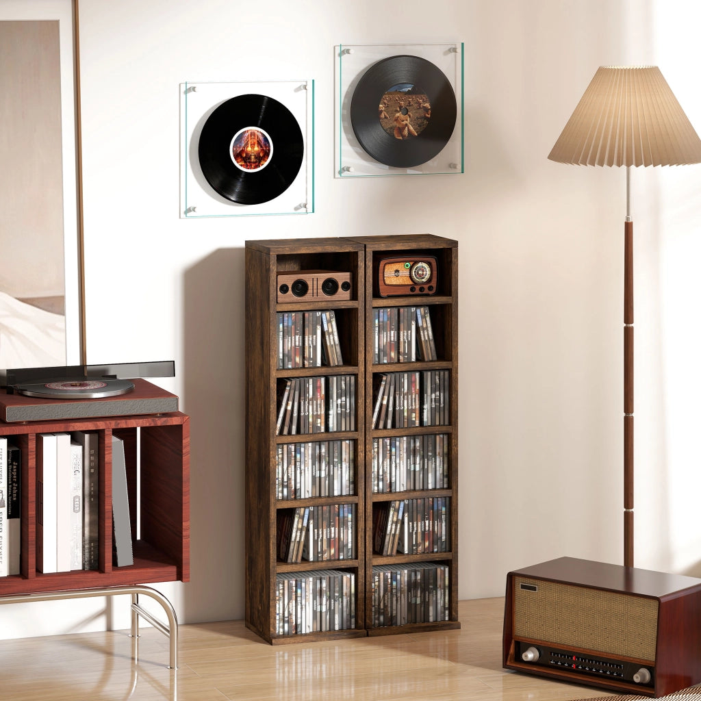Libreria a colonna in legno ¨C Xylo ¨C 2 pezzi 12 scomparti marrone 21x22,5x88,5 cm
