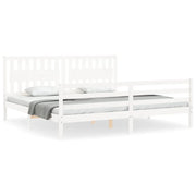 Letto matrimoniale | Letto per adulti | Giroletto con Testiera Bianco 200x200 cm in Legno Massello