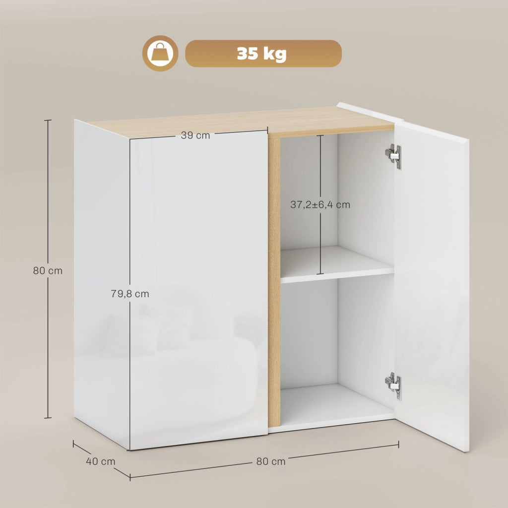 Cassettiera con ante a chiusura morbida e scaffale regolabile ¨C zephmum ¨C Bianco