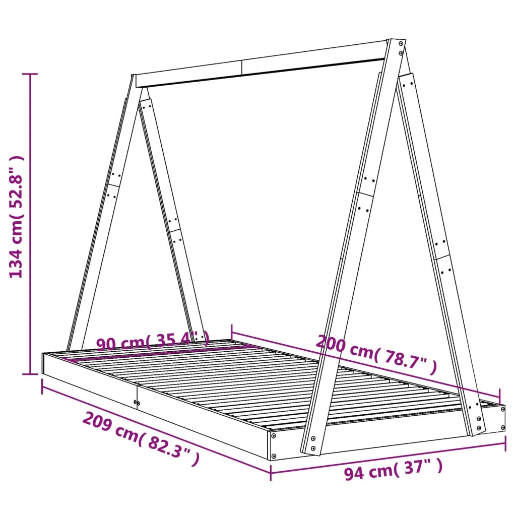 Giroletto per Bambini | Letto Infantile | Lettino 90x200 cm in Legno Massello di Pino