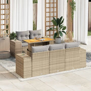 Set Divano da Giardino 6 pz con Cuscini Beige in Polyrattan