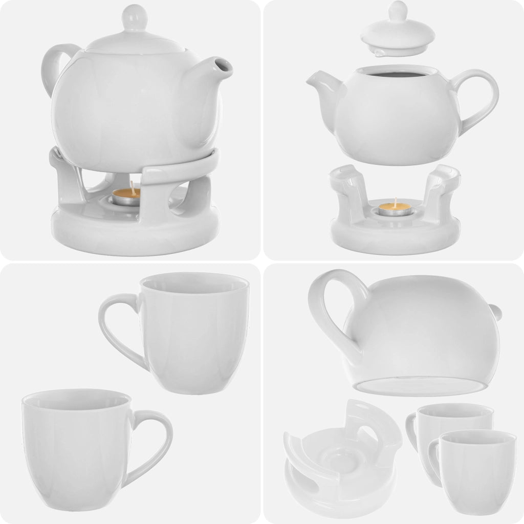 Teiera KADAX con riscaldatore, 1 litro, in ceramica, confezione regalo con 2 tazze.
