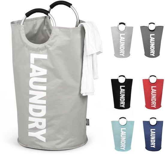Set di asciugamani pieghevoli da bucato 125L (7 colori), sacchi da bucato pieghevoli, cesta per la biancheria (grigio, XL)