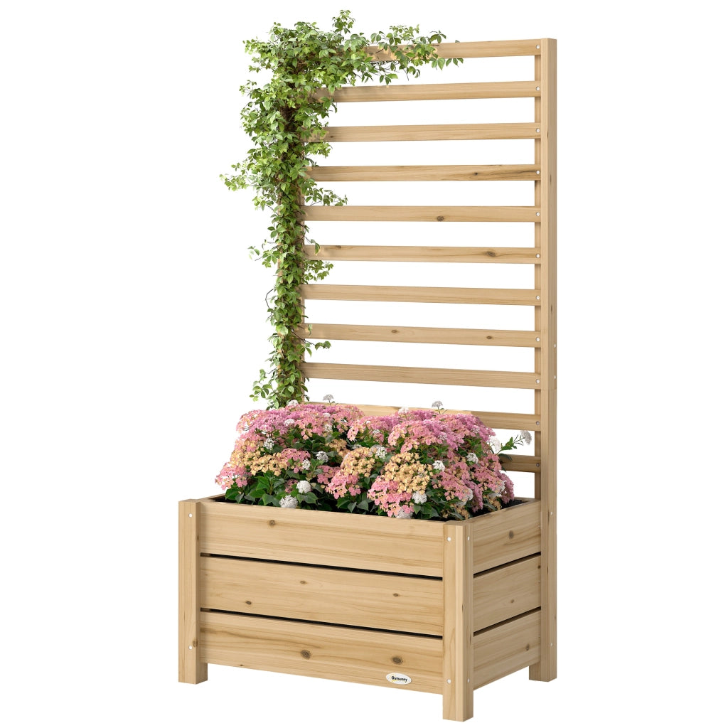 Fioriera con griglia e schermo ¨C zephmum ¨C legno naturale 60x39x120 cm