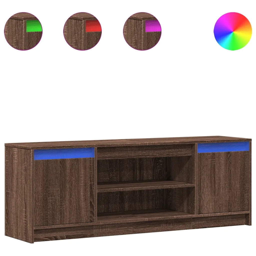 Mobile Porta TV con LED Rovere Marrone 139,5x34x50cm Truciolato
