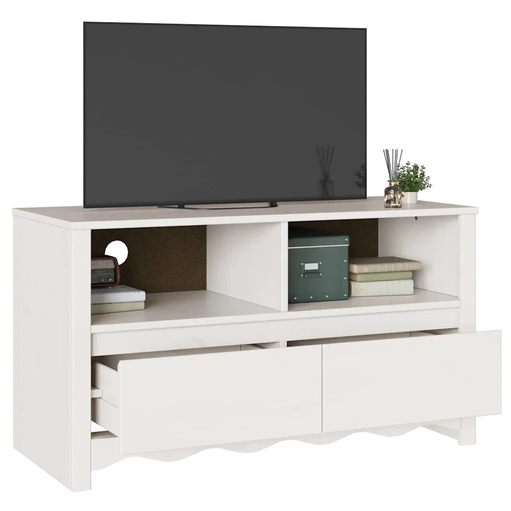 Mobile TV Drammen Bianco 99 x 43 x 55 cm Legno massello di pino 42003043