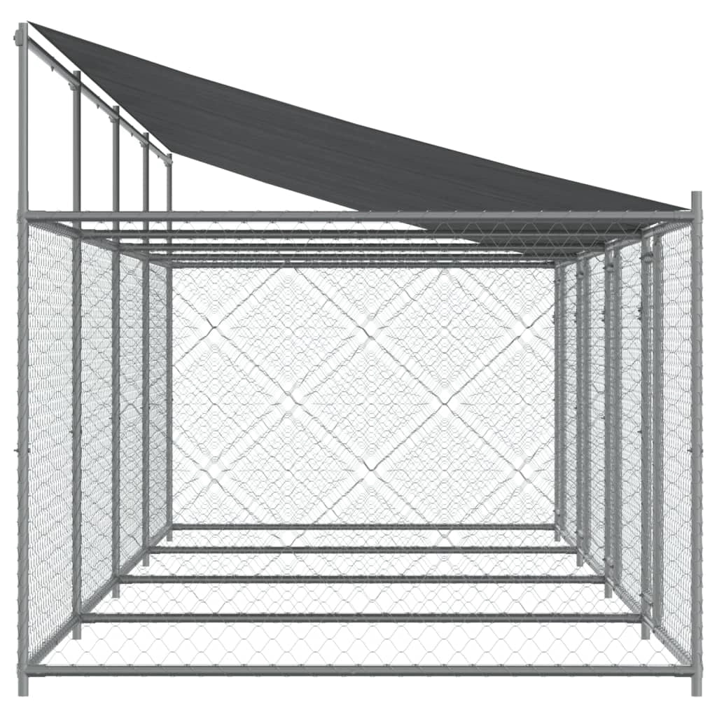 Gabbia per cani con tetto e porte 8 x 2 x 2 m acciaio zincato grigio 02_0041636