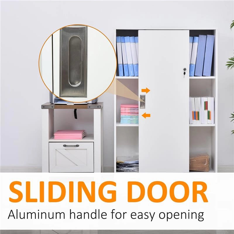 ARMADIETTO DA UFFICIO A 3 RIPIANI CON 2 CHIAVI DI SICUREZZA, IN TRUCIOLATO, 80X40X120 CM, BIANCO