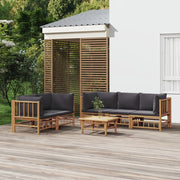 Set Salotto da Giardino 6pz con Cuscini Grigio Scuro BambÃ¹cod mxl 100297
