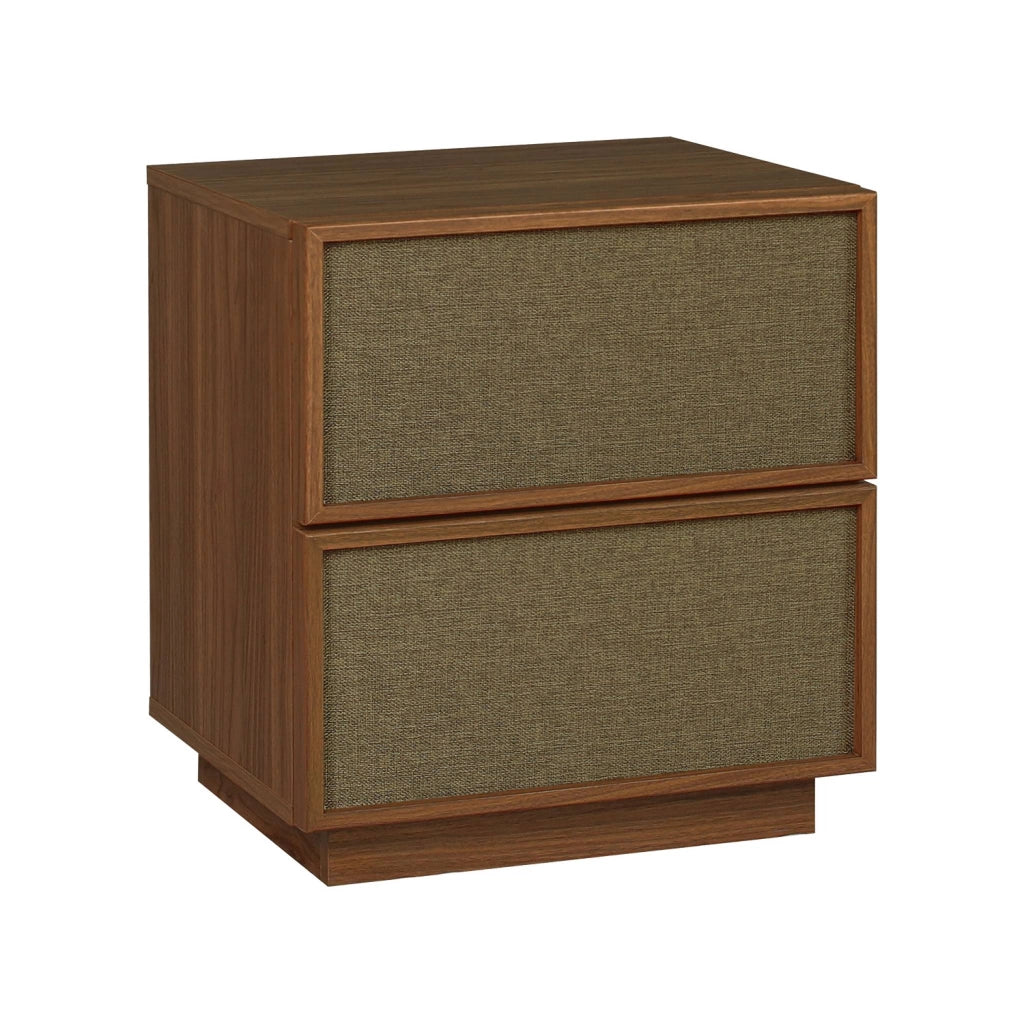Set di 2 comodini decorati in legno e tessuto con 2 cassetti , noce