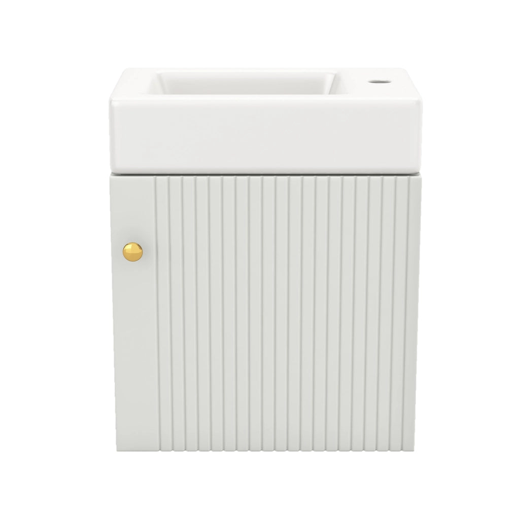 Mobile bagno con lavabo in ceramica 46 cm; bianco; in MDF; per piccoli spazi