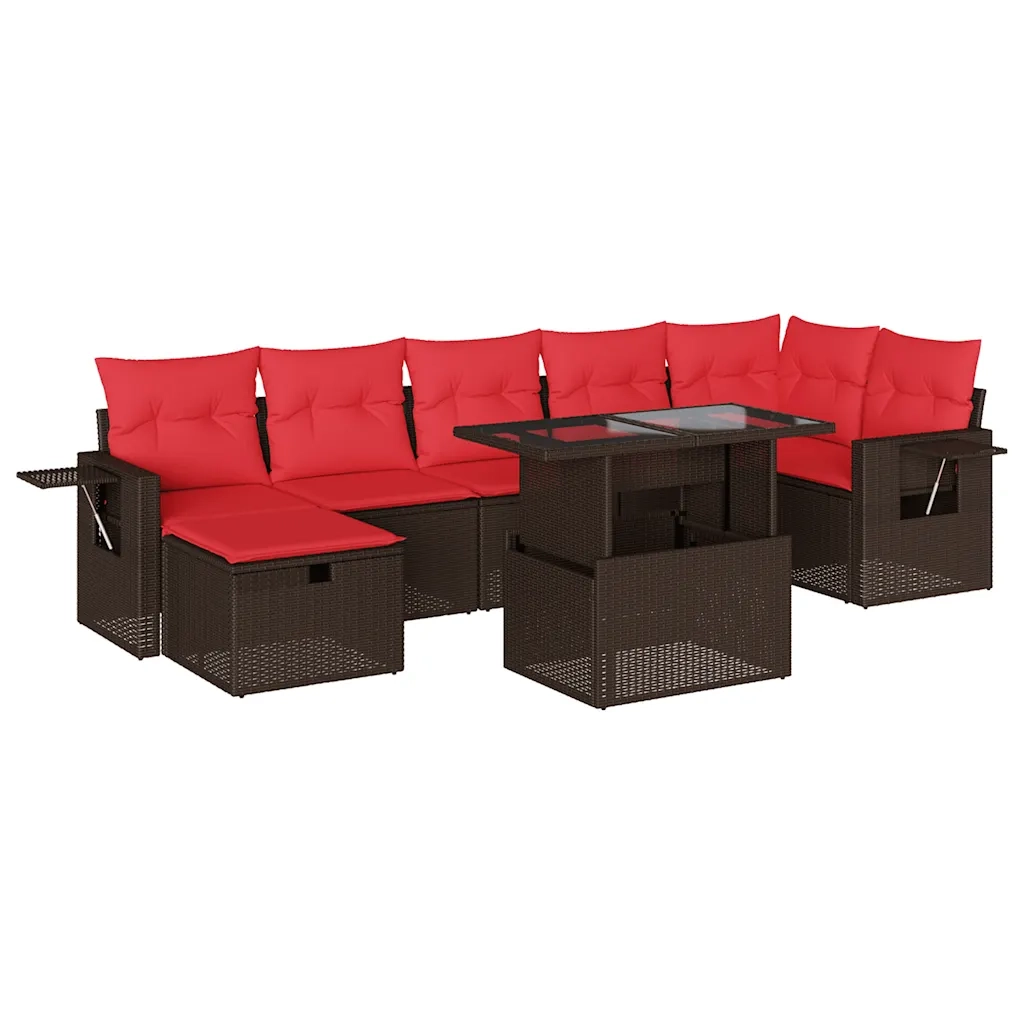 Set Divani da Giardino 8 pz con Cuscini Marrone in Polyrattan 3274994