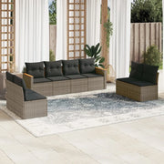 Set Divano da Giardino 8 pz con Cuscini Grigio in Polyrattan 3225892