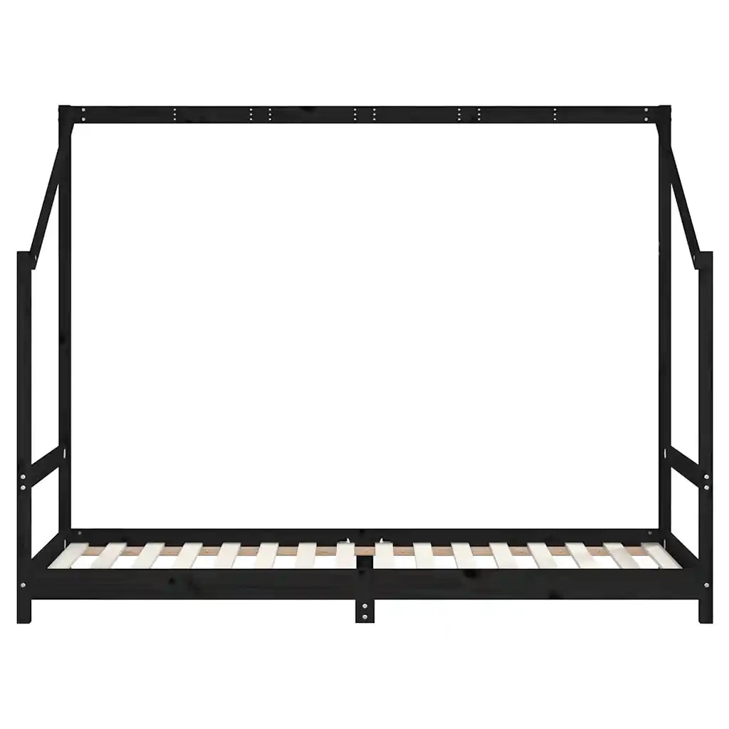 Giroletto per Bambini Nero 80x200 cm in Legno Massello di Pino 835702