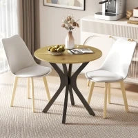 Tavolo da pranzo rotondo, Design moderno, 78 cm x 78 cm x 75 cm, Legno naturale