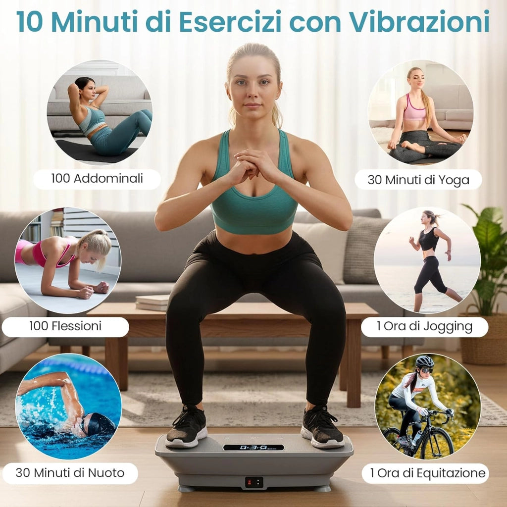 Pedana Vibrante per Casa, Piattaforma Fitness Oscillante con 10 Livelli di Velocità, Modalità Sensore di Gravità e Display LED, Pedana Oscillante per Gambe, Glutei e Addome