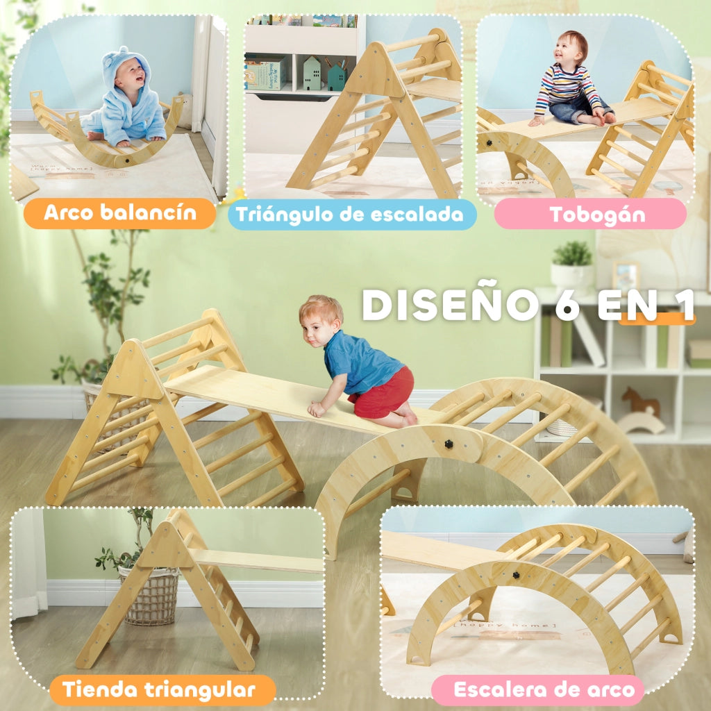 Scaletta per Bambini con Rampa ¨C zephmum ¨C Naturale 219x72,5 cm