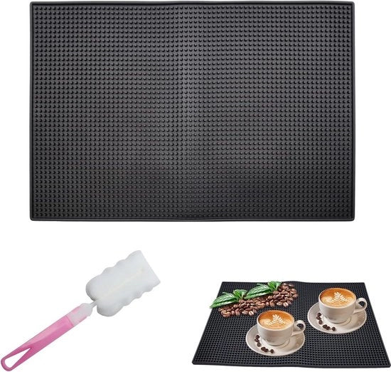 Mat di Servizio in Silicone 45 x 30 cm - Mat di Aria per Bar, Club, Cucina e Caffè con Suolo Antiscivolo Nero