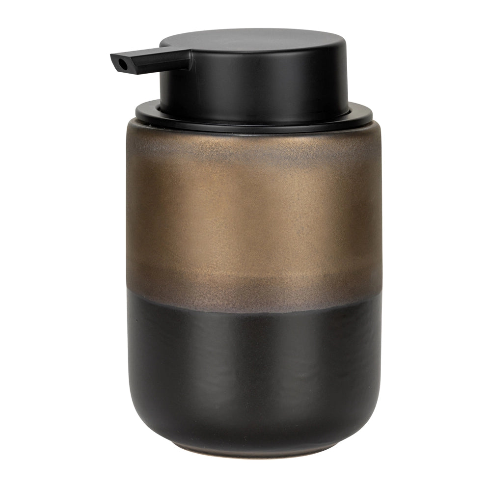 Dispenser sapone nero opaco e bronzo in ceramica Teos