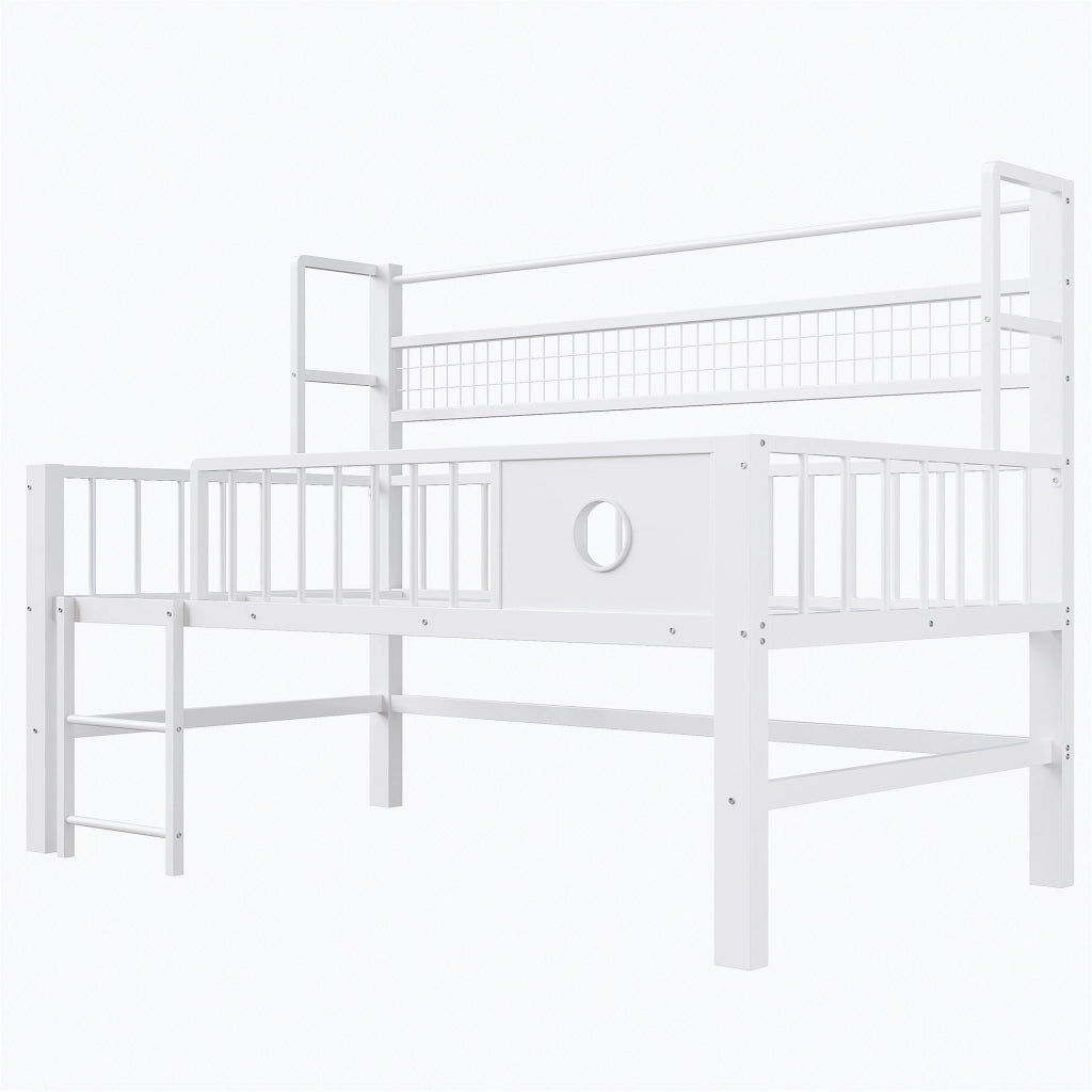 LETTO A CASTELLO BASSO 90 x 200 cm in metallo bianco