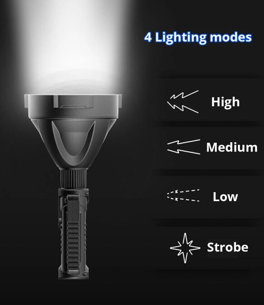 TORCIA LAMPADA RICARICABILE ULTRA POTENTE 100W LED CREE XHP50 FINO A 1KM Q-L445 - ANDOWL