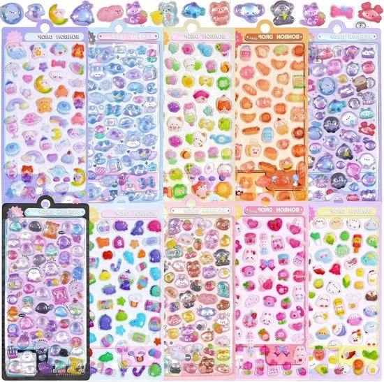 Set di 10 Sticker 3D Puffy per Scrapbooking, Giornale e Decorazione del Laptop - Forme di Gelo e Decorazione con Resina