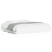 Letto matrimoniale | Letto per adulti | Giroletto con Cassetti Bianco 200x200 cm in Legno Multistrato