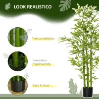Pianta Finta di Bambù Alta 150cm con Vaso Incluso per Interno ed Esterno