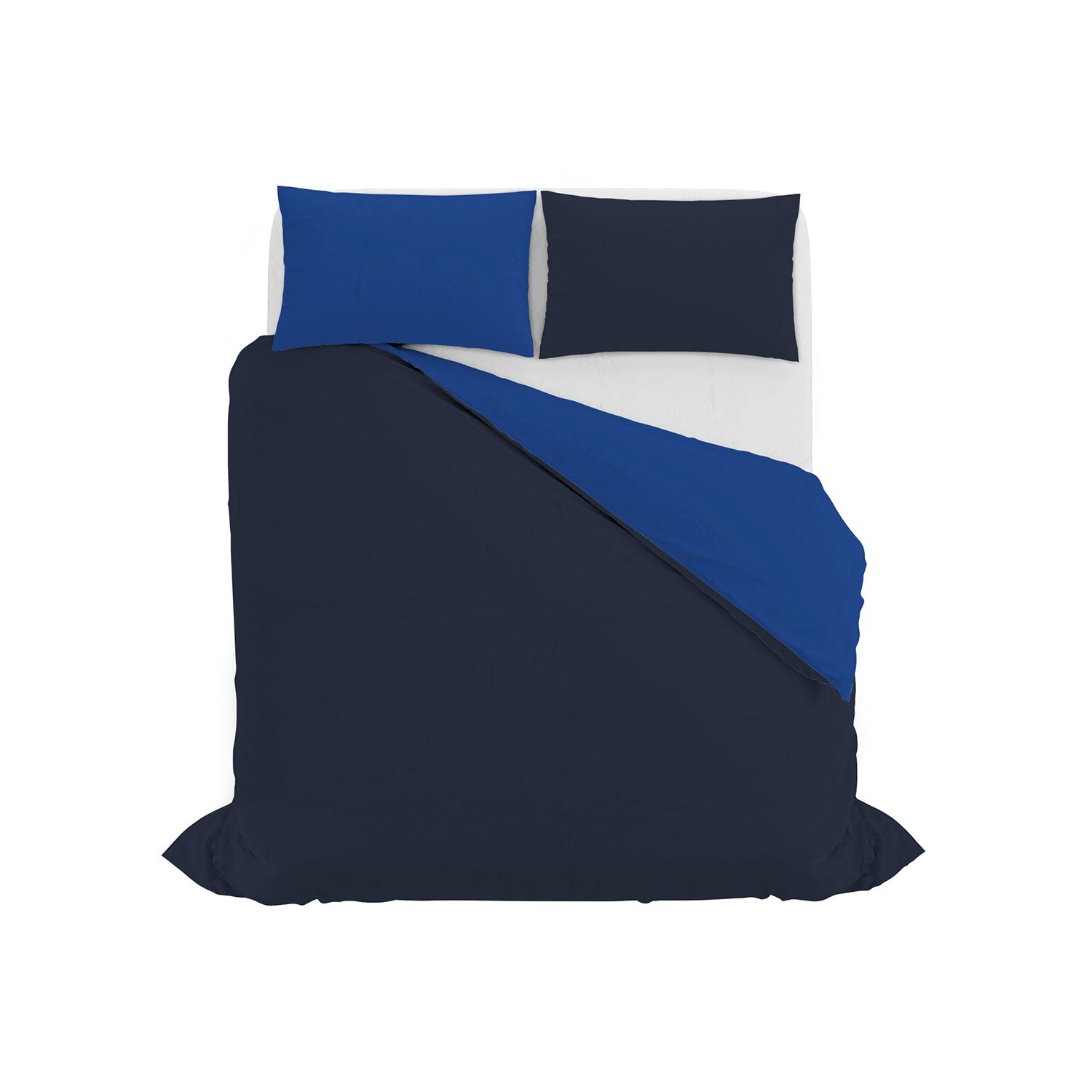 Copripiumino Matrimoniale con Sacco e Federe in Tinta Unita Double Face Linea Vera Blu e Royal