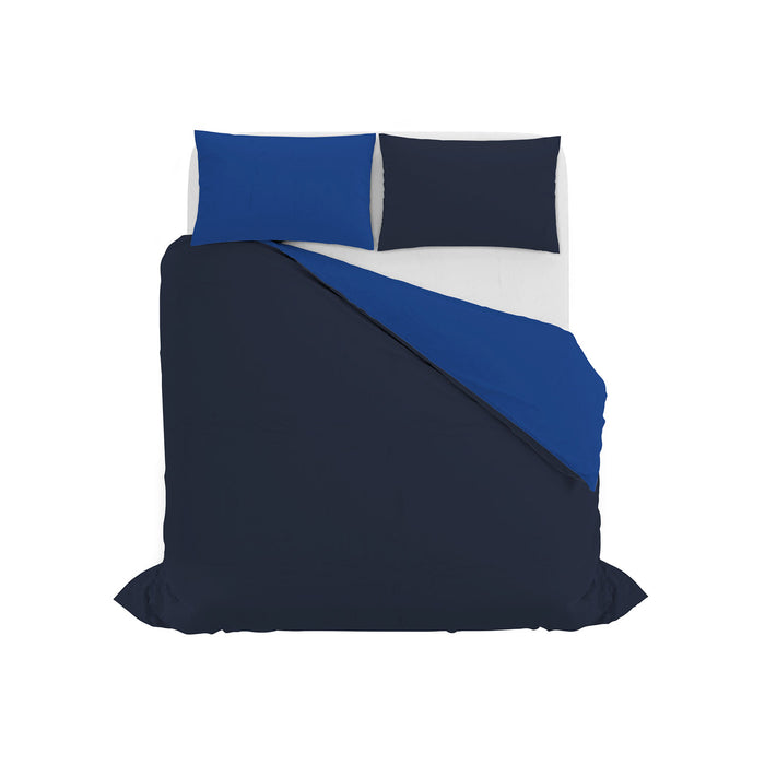 Copripiumino Matrimoniale con Sacco e Federe in Tinta Unita Double Face Linea Vera Blu e Royal