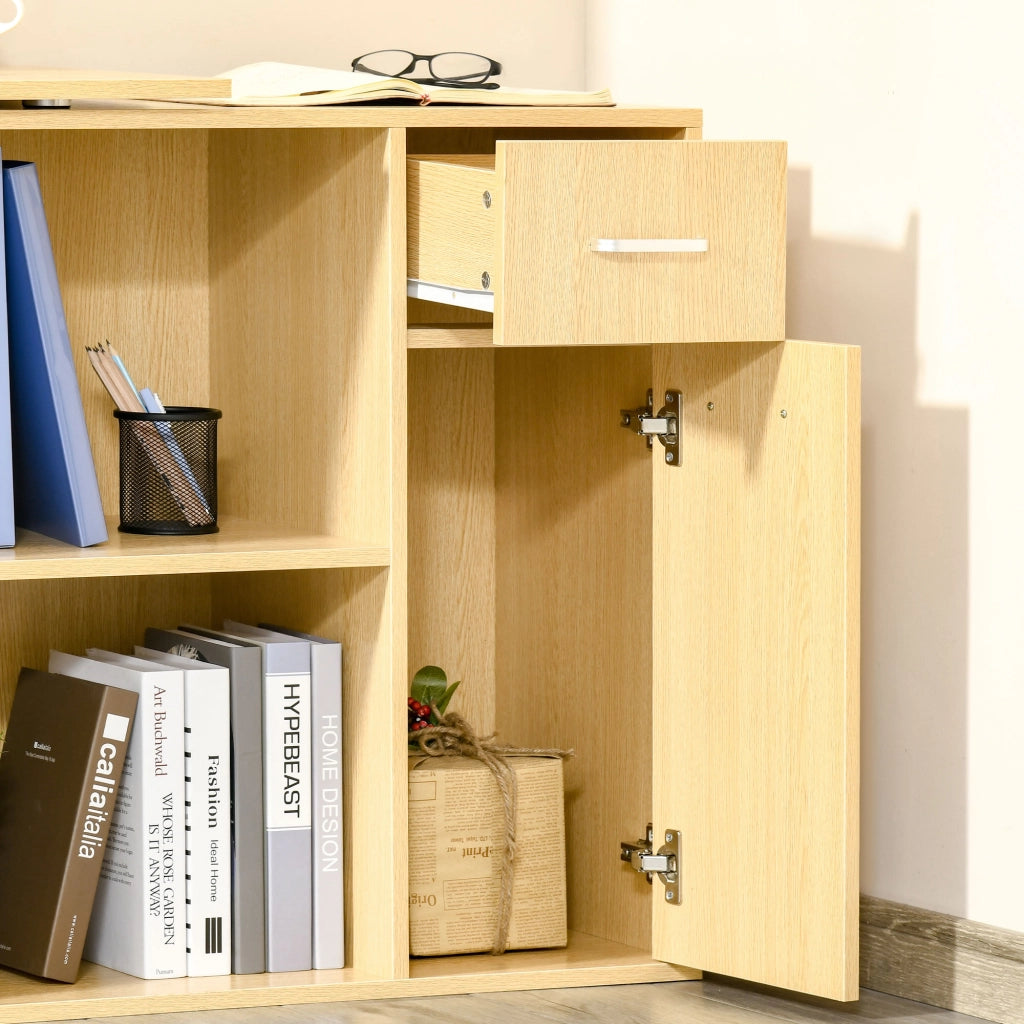 Scrivania per Computer con 2 Ripiani e 2 Cassetti ¨C Zephmum ¨C Rovere Legno 117x82x74 cm