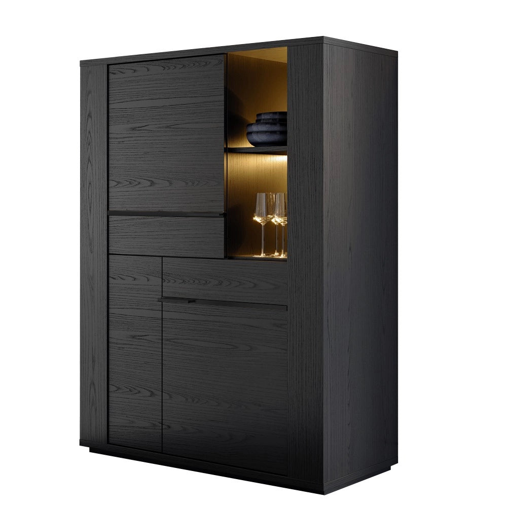 Vetrina credenza 2 ante nero Alce 117x49x157h