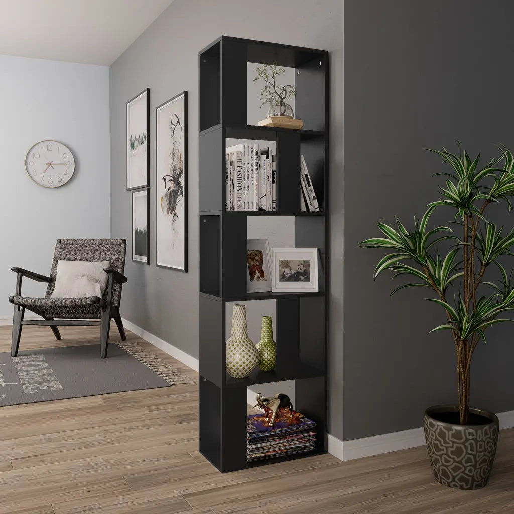 Libreria/Divisorio Nero 45x24x159 cm in Legno Multistrato 800109