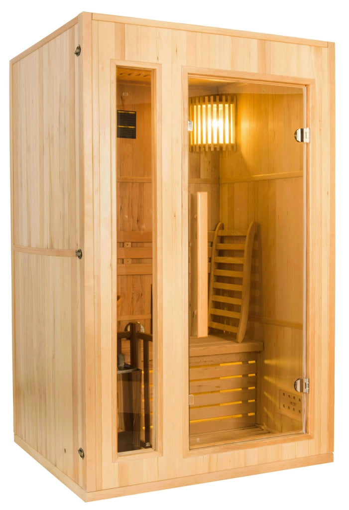 Sauna Finlandese ad Infrarossi 2 Posti 120x110 cm H190 in Legno di Abete Zen 2