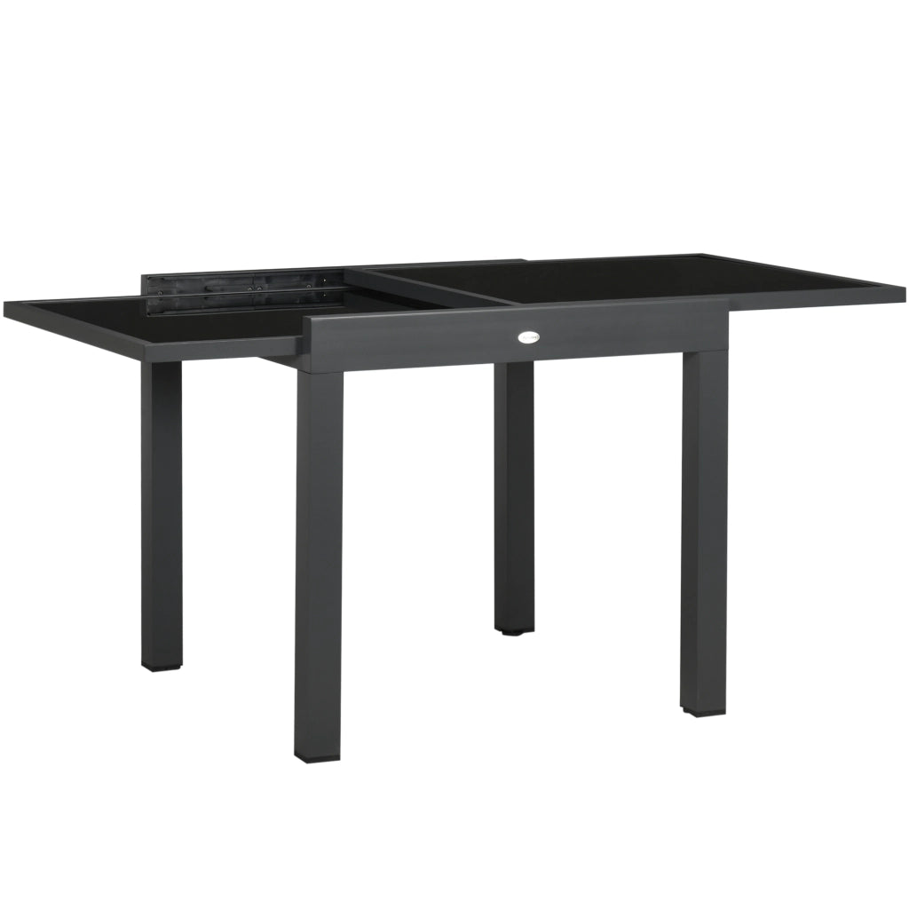 Tavolo da Giardino Allungabile in Alluminio con Piano Vetro Temperato ¨C Zephmum ¨C 80-160x80x75cm Nero