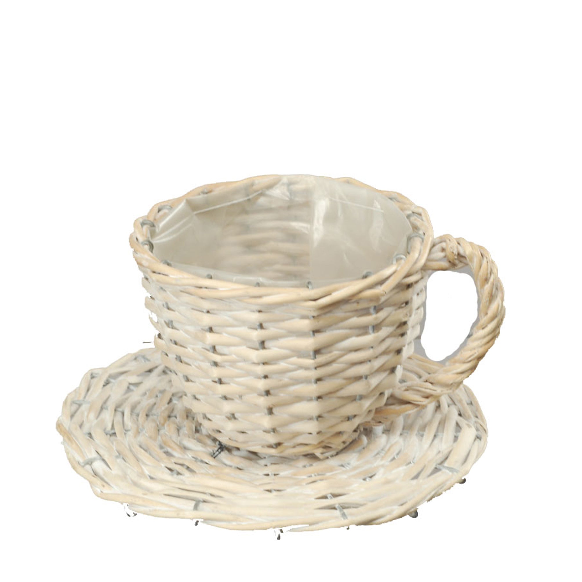 Set 2 Cesti a Forma di Tazza in Materiale Naturale Larghezza 29 cm