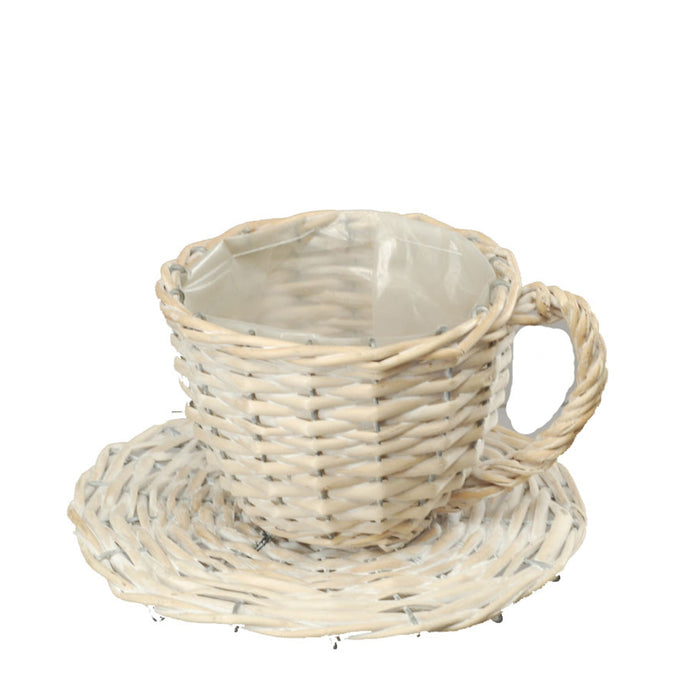 Set 2 Cesti a Forma di Tazza in Materiale Naturale Larghezza 29 cm