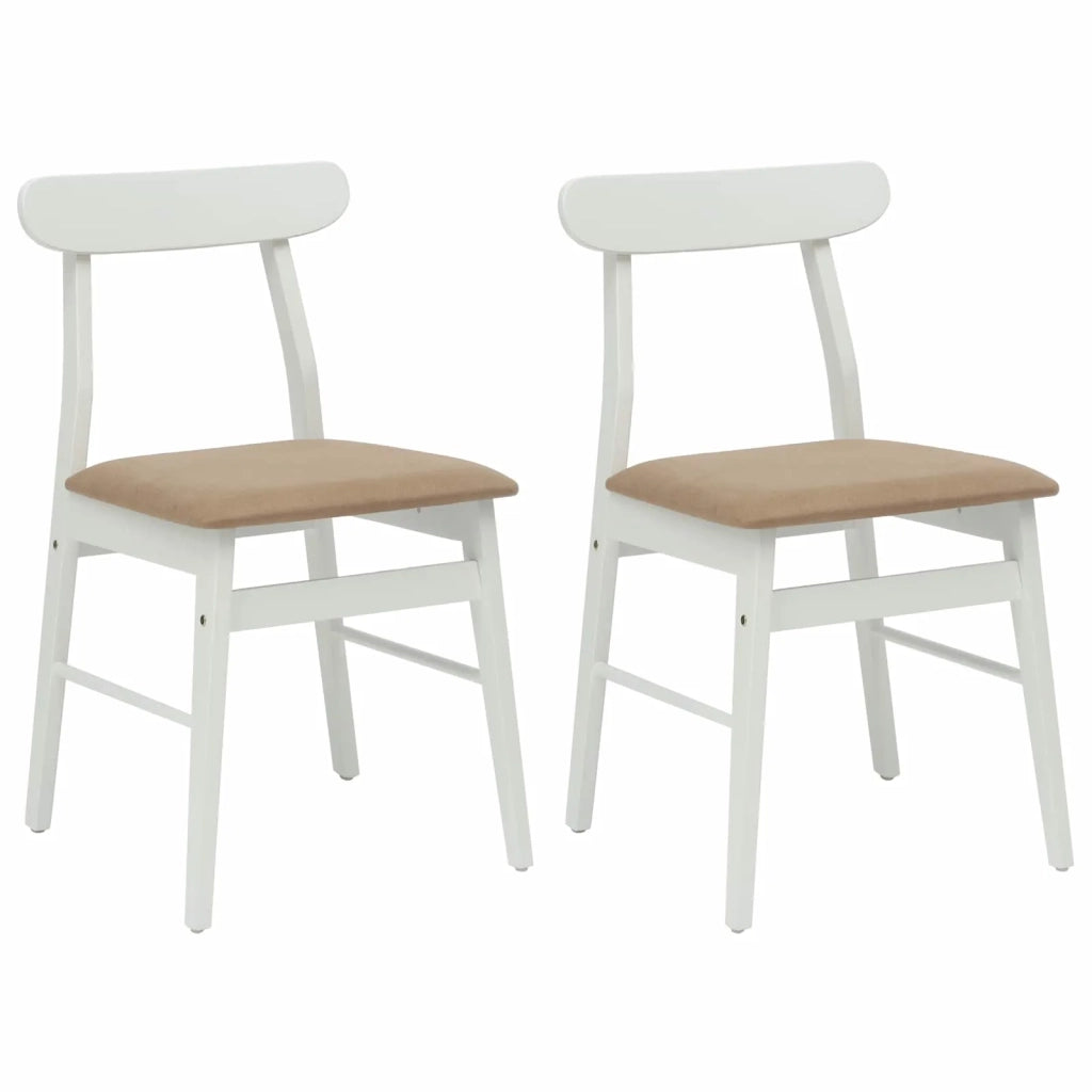 Sedia da pranzo 2 pcs Bianco e marrone Legno di gomma solido 42020490