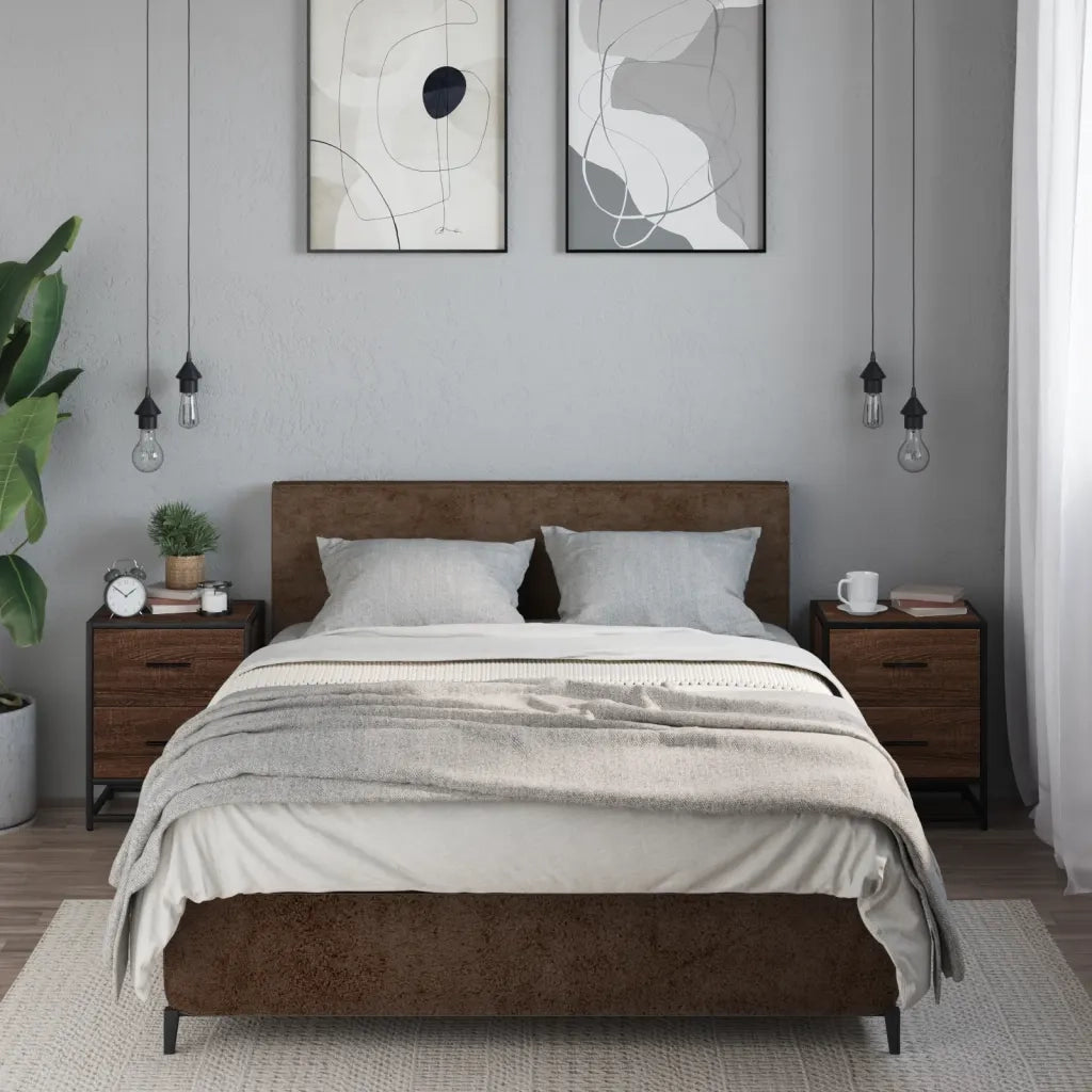 Comodini Rovere Marrone 2 pz-Set di 2 Tavolino da notte 40x31x50 cm in Truciolato 415084