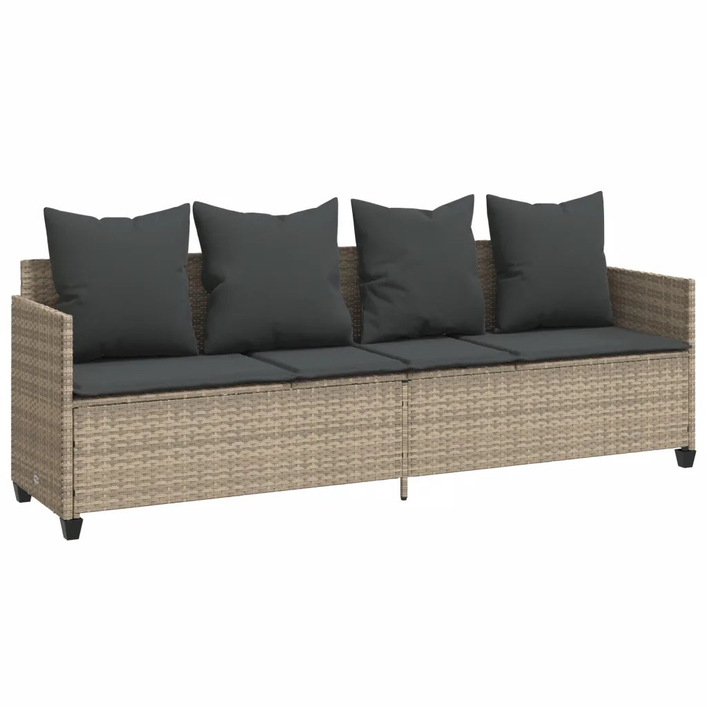 Set Divano da Giardino 5pz | Set Salotto da Giardino con Cuscini Grigio Chiaro Polyrattan