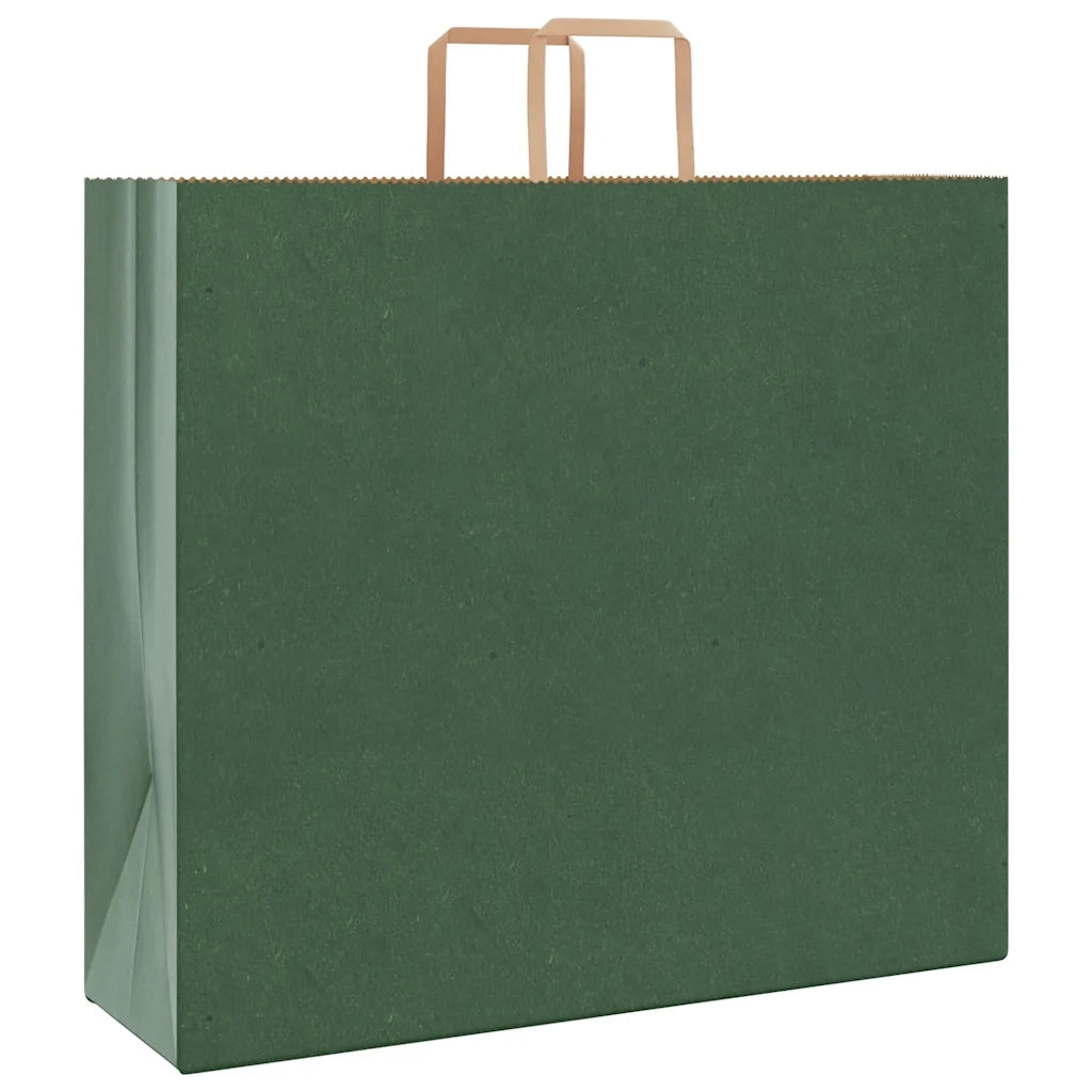 Sacchetti di Carta 250 pz con Manici Verdi 54x15x49 cm 4101962