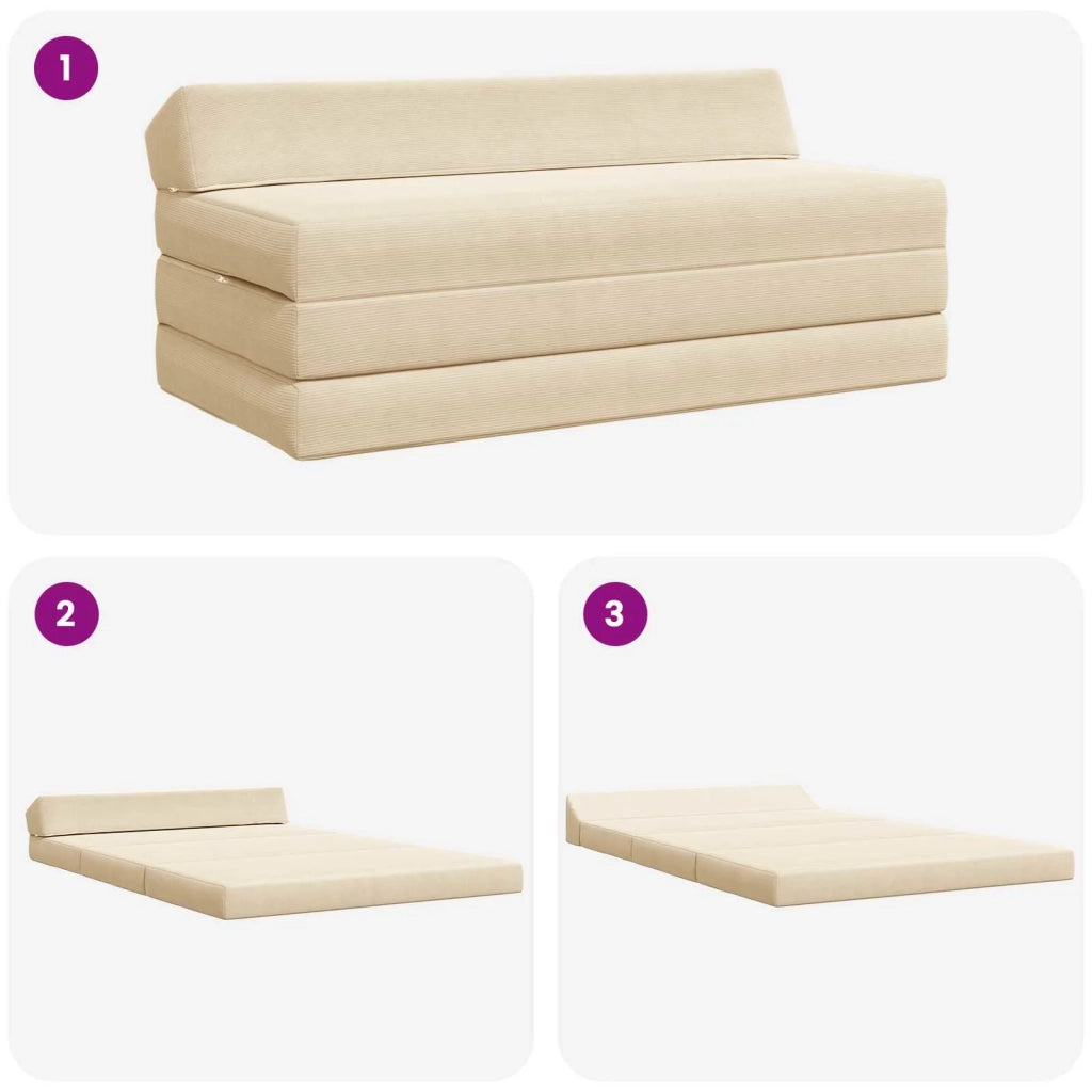 Divano Letto Pieghevole Crema 120 x 60 x 49 cm Tessuto