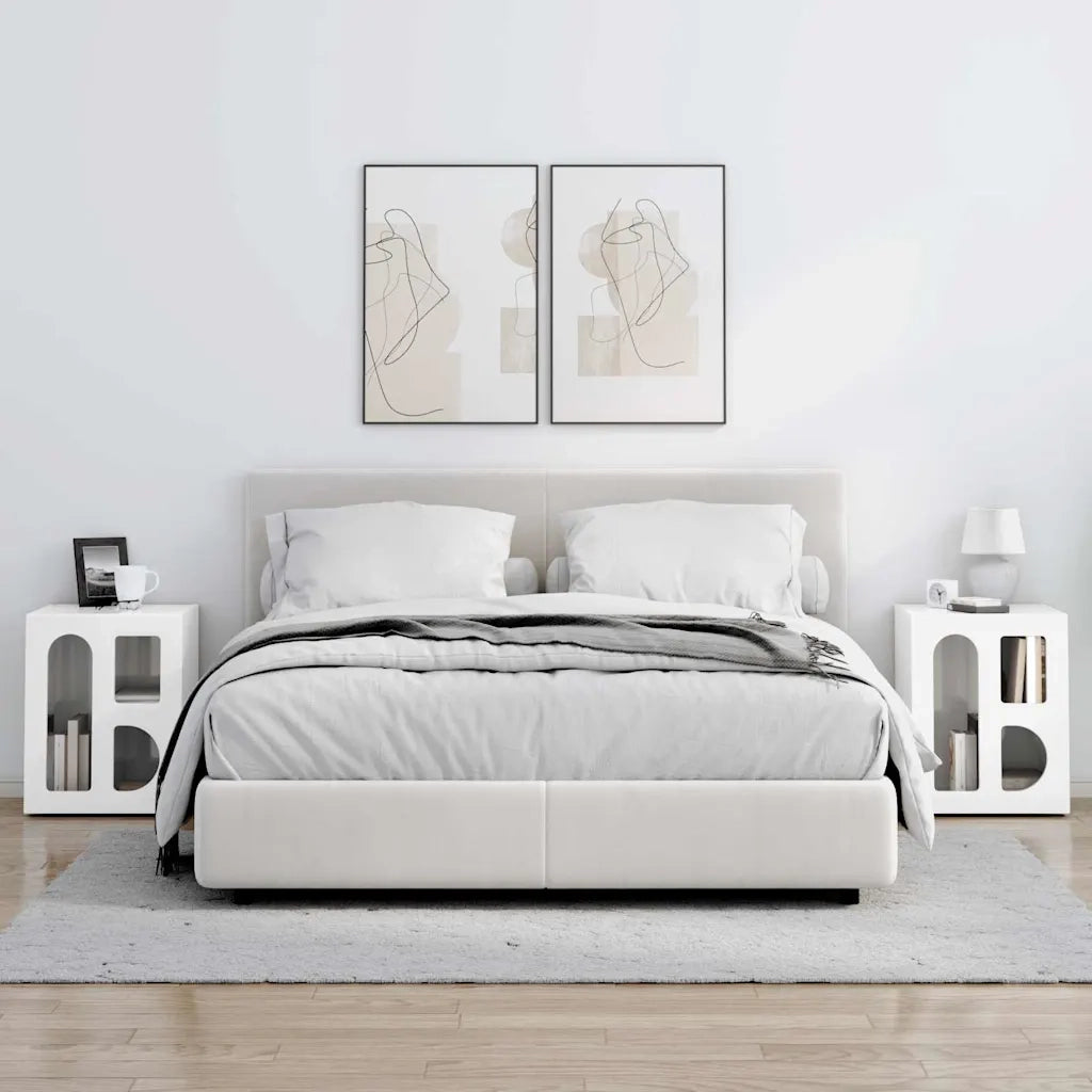 Comodino 2 pcs Bianco Lucido 40 x 35 x 50 cm Legno multistrato