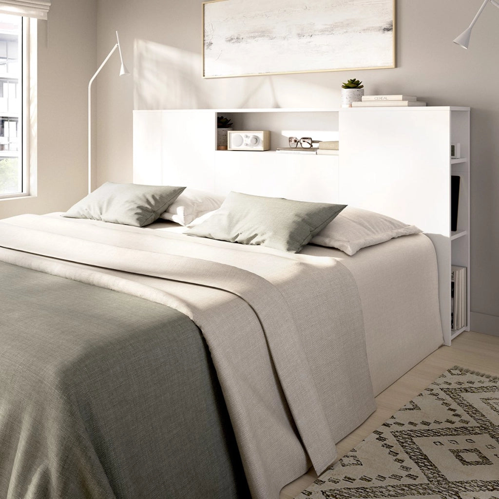 Bonner, Testiera Letto Vani Libreria, 23x157 cm Bianco
