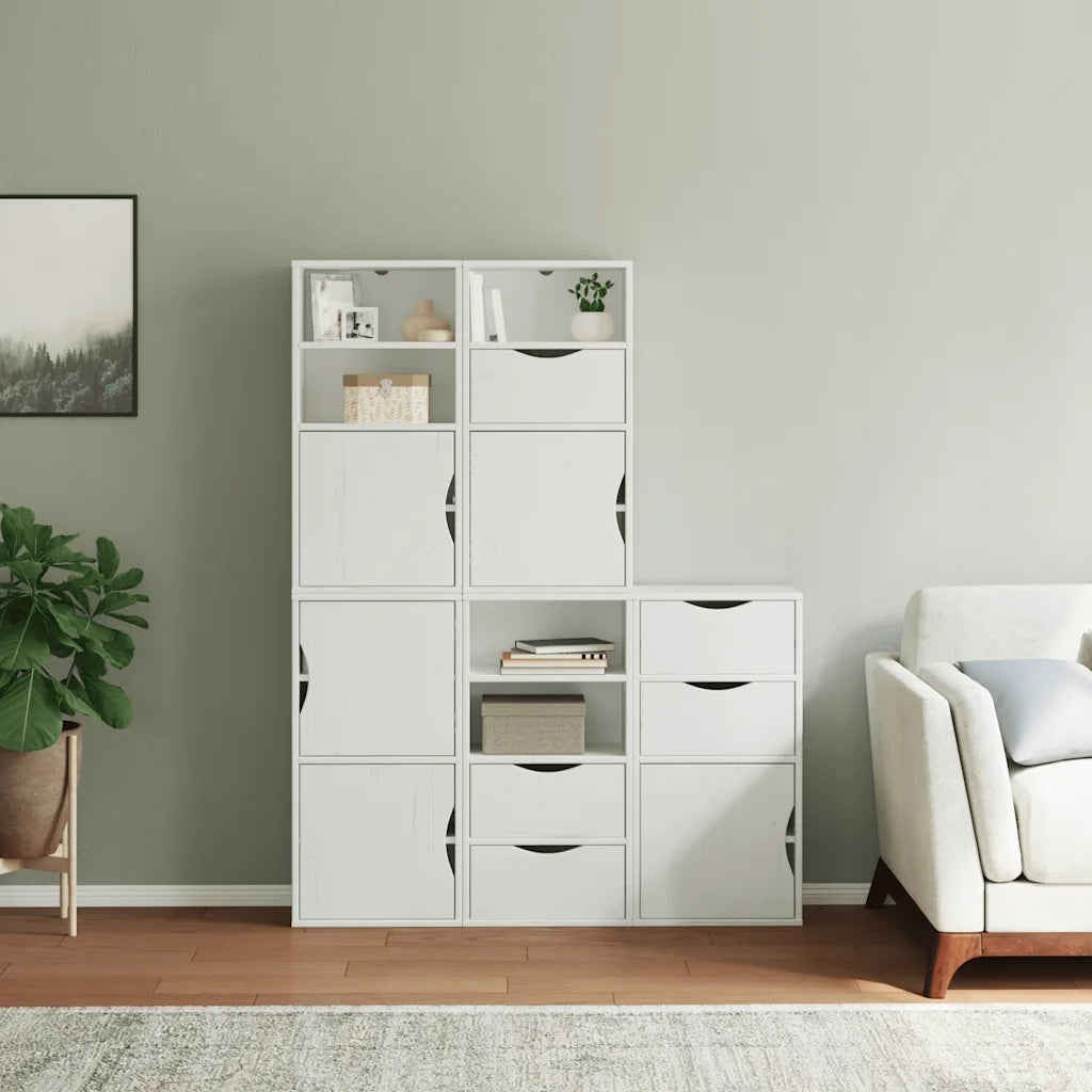 Armadietti Laterali 5 pz ODDA Bianco 40x24x79 cm Legno di Pino 3365357