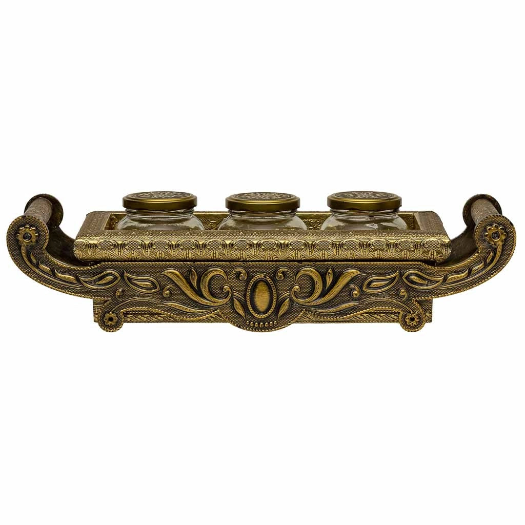 Vassoio in metallo goffrato color rame 43x17,5x7h
