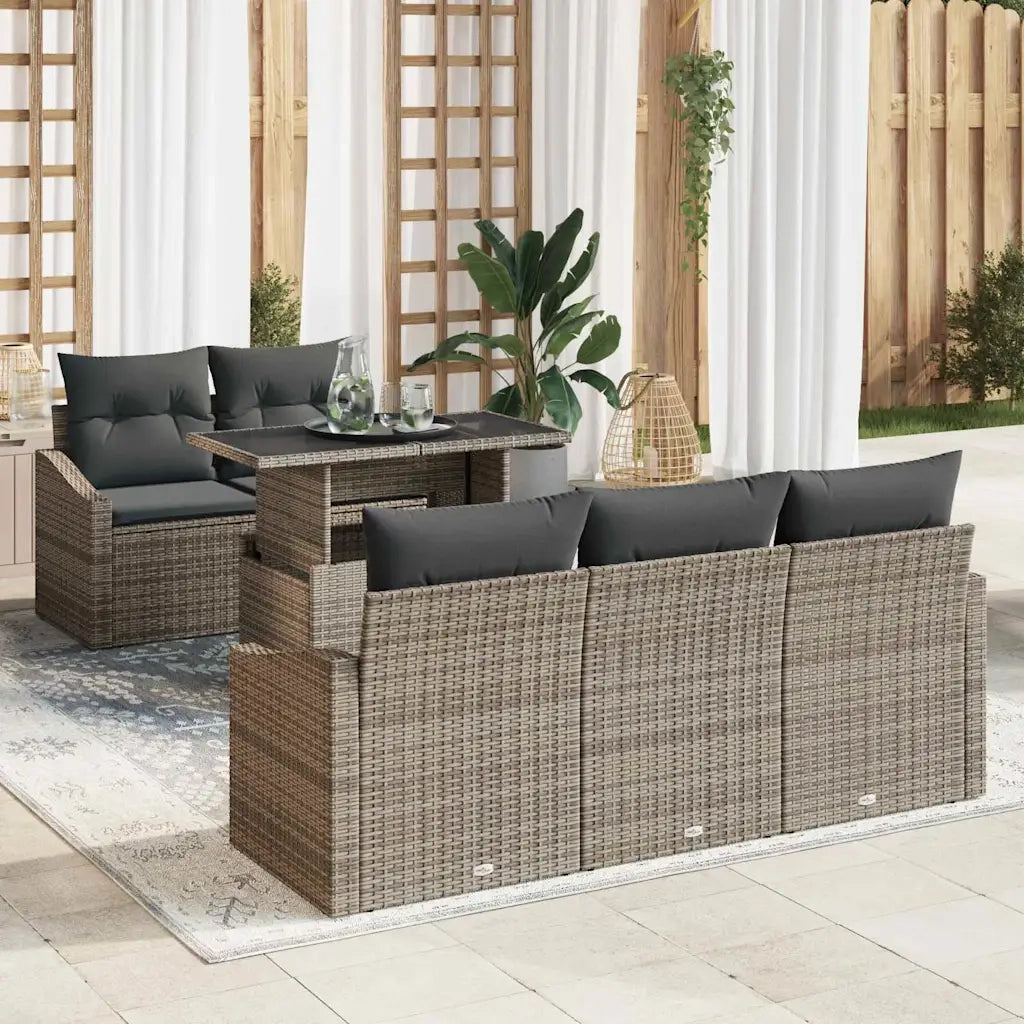 Set Divano da Giardino con cuscino 6 pcs Grigio polyrattan 3348915