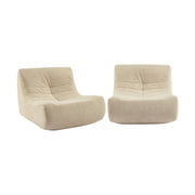 Modulo per divano modulare senza braccioli in velluto, 2 posti, beige